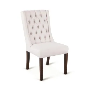 Lara Dining Chair Off-White with Weathered Teak Legs