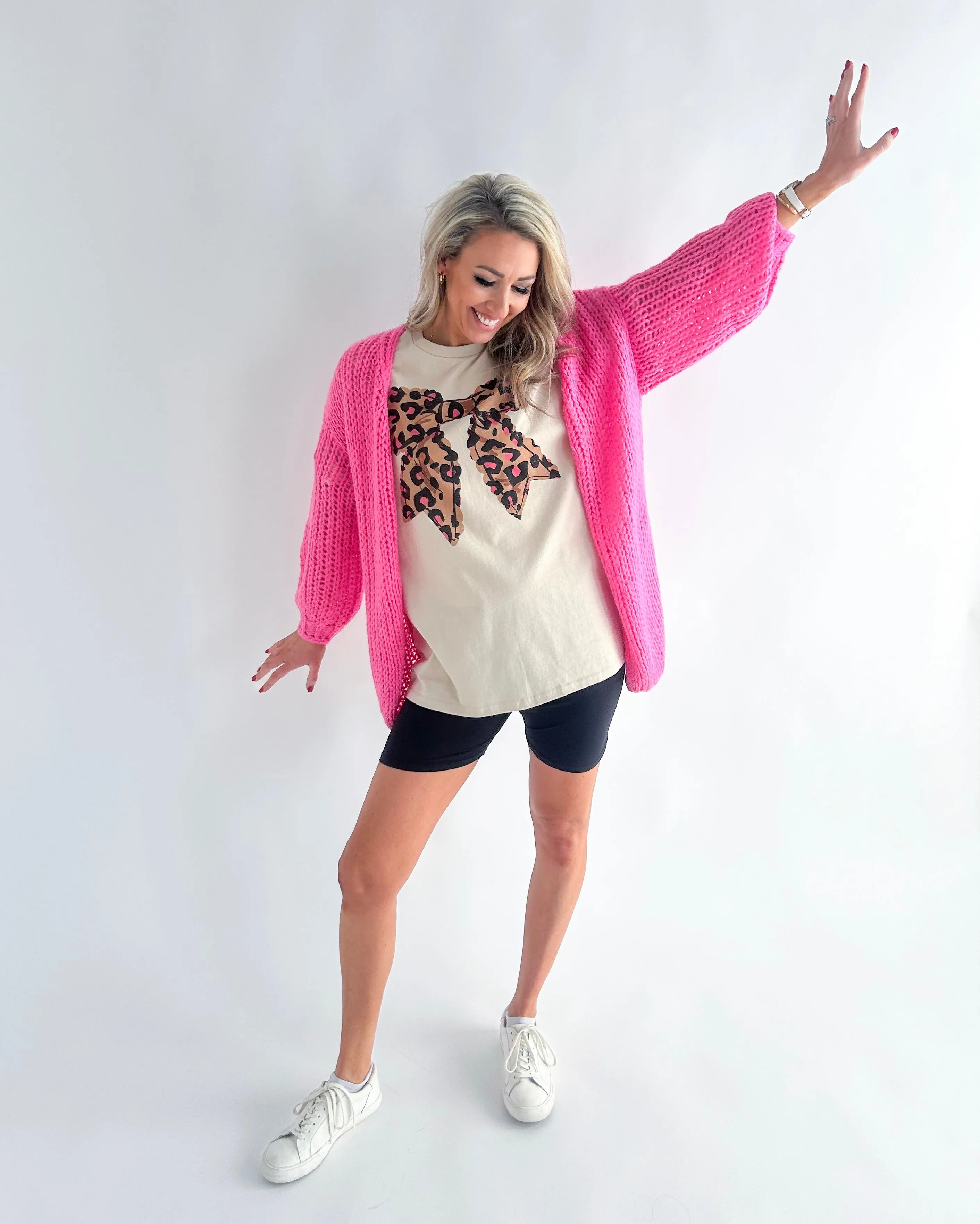 Leopard Bow Oversized Tee