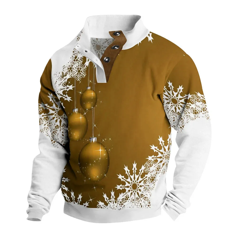 Men's Christmas Trendy Snowflake Graphic Print Sweatshirt 240802441