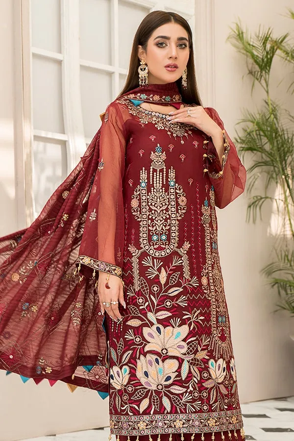 Red Kameez Salwar with Fine Embroidery Work #PF345